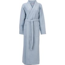 Heckettlane Peignoir gaufré - robe de chambre pour femmes et hommes - M - Manteau du matin en coton - Convient pour le sauna - Bleu