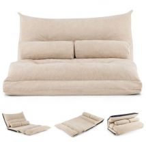 Coast Banc de sol pliant - Canapé-lit - Avec 2 coussins - 180 x 110 x 18 cm - Beige