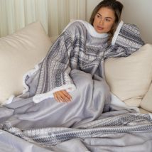 Couverture polaire avec manches - Couverture à capuche - Couverture avec manches - Couverture à capuche - Snuggle - Hoodie - Huggle Hoodie - Couvertures polaires - Plaid avec manches - Couverture TV - Snuggy - Femmes et hommes - Adultes - 180x130 cm - Gri