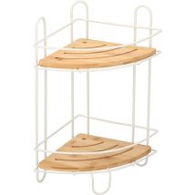 Étagère d'angle pour salle de bain Bath& Shower - 36 x 20 x 20 cm - Métal et bambou - 2 étagères