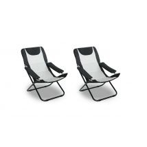 Feel Home - Lot de 2 chaises de camping - pliables - 92 x 69 x 90 cm - noir/blanc