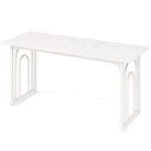 Table de salle à manger pour 6-8 personnes - 160 cm - Table en bois robuste de style champêtre avec pieds en métal - Blanc