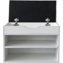 Banc de hall d'entrée avec compartiments de rangement pour chaussures - rangement pour chaussures avec coussin d'assise - blanc