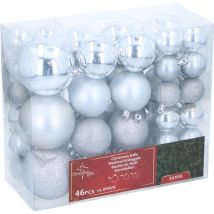 Cadeau de Noël Set de boules de Noël argentées - 46 pièces boules de Noël en plastique - Décorations de Noël