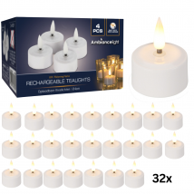 Bougie LED, Boite 32 pièces, Rechargeable, Ø4cm, Sans chargeur