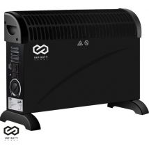 Infinity Goods Radiateur électrique - Fonction Turbo et ventilateur - 750 / 1500 / 2000W - Thermostat réglable - Radiateur - Protection contre la surchauffe - 35m² - Noir