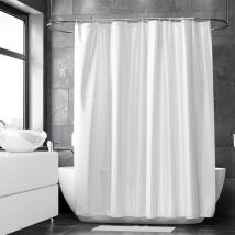 Loti Living Rideau de douche anti-moisissure - blanc - anneaux inclus - imperméable - polyester - rideau de douche 180x200 cm