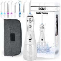 BOME Water Flosser with 7 Attachments - Oral Wash - Prevent Tartar - Cordless - 5 Stages - White