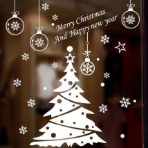 Sticker de fenêtre sapin de Noël - Blanc - Décoration de Noël