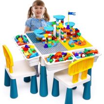 Qwali Table de jeux pour enfants avec chaises - Convient pour duplo, eau et sable - Activités - Set - Table à dessin - Pour garçons et filles - Pour tout-petits - Table de jeux - Bureau - Enfants - Table - Meubles