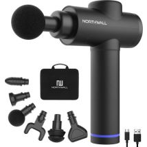 Pistolet de massage - Northwall - Avec étui + 6 accessoires - Appareil de massage sportif - Relaxation puissant et sans fil