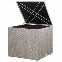 Coffre à coussins Casaria Polyrattan Coffre de jardin - Beige - 75x75x70cm