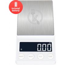 Kitchenwell digital mini precision kitchen scale white - 0.01 to 200 grams - 14.2 x 7.5 cm - balance de poche à piles - balance de cuisine