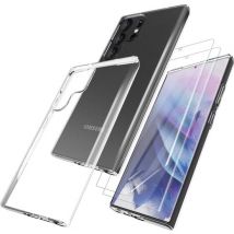 Podec Case Suitable for Samsung Galaxy S23 Ultra Transparent Phone Case - Anti-Shock Case Cover with 2x Screen Protector