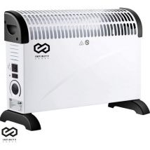 Infinity Goods Radiateur électrique - Fonction Turbo et ventilateur - 750 / 1500 / 2000W - Thermostat réglable - Radiateur - Protection contre la surchauffe - 35m² - Noir/Blanc