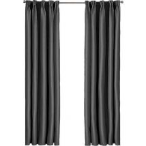 Larson - Rideau occultant uni de luxe - avec crochets - 3m x 2,5m - Gris foncé