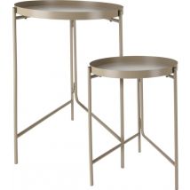Home & Styling Tables d'appoint/porte-plantes - 2 pièces - champagne/doré - métal - D31 x H38 cm/D36 x H45 cm