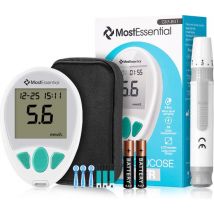 MostEssential Premium Glucose Meter Starter Kit - Blood Glucose Meter - Diabetes Meter - All in one set - Includes Storage Bag, Lancing Pen, 10 Test Strips & 10 Lancets