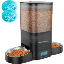 Mangeoire automatique pour chat et chien - 5 litres - 2 mangeoires - Distributeur de nourriture - Noir
