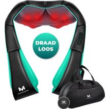 Massagerr® Shiatsu Massage Cushion 2.0 - Wireless - Neck Massage Device - Incl. Carrying Case and Stress Ball - Appareil de massage pour le dos, le cou et les épaules - Infrared Heat Function - Back Massage - Massage Devices