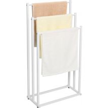 Niceey Porte-serviettes - 3 bras - Porte-serviettes - Porte-serviettes de salle de bains - Porte-serviettes sur pied - Métal - Feutres anti-rayures - Blanc