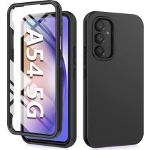 Podec 2-in-1 Case with Screen Protector Suitable for Samsung Galaxy A54 Black Phone Case - Anti-Shock Case Cover