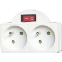 Connecteur Perel Avec Interrupteur On/Off - 2 Prises - Broche-Terre