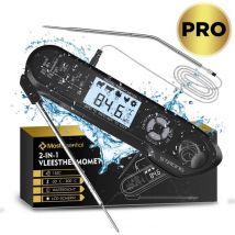 MostEssential 2-in-1 Thermomètre à viande - PRO Edition - Thermomètre BBQ - Thermomètre à cœur - Thermomètre de four - Thermomètre de cuisine - Numérique - Sans fil - Etanche - MODÈLE 2023