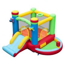 Costway Château gonflable musical - Avec panier de basket, fosse à balles et boxe - Avec jeu de répartition