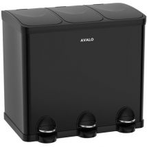Poubelle de tri - Avalo - 60 L - Acier inoxydable - 3 compartiments - Écologique et hygiénique - Poubelle à pédale