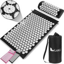 Loti Nail Mat with Nail Cushion - Black/White - Tapis d'acupression - Lit d'ongle - Coussin d'acupuncture - Massage Shakti - Sac de transport inclus