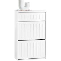 SoBuy Meuble de rangement pour chaussures - FSR165-W - 3 tiroirs - MDF - 61x26x100cm - Blanc100