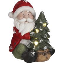 Maison des Saisons Statue du Père Noël avec lumières - L22.5 x L21.5 x H25.5 - Rouge