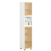 SoBuy Meuble colonne - BZR127-W - Salle de bain - 33 x 33 x 165 cm - Blanc