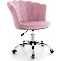 Coast Velvet Armchair with 5 Universal Wheels - Dressing Chair with Adjustable Height - Padded Swivel Seat - 69D x 64B x 82H centimètres - Grey