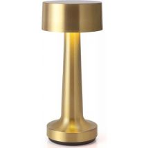 Goliving Lampe à poser Rechargeable - Sans fil et dimmable - Lampe tactile moderne - Lampe de nuit pour chambre à coucher - 21 cm - Or