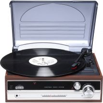 Tourne-disque rétro - Denver - Haut-parleurs intégrés - VPR190 - Bois/Argent
