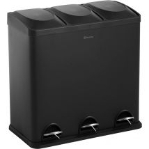Poubelle a 3 compartiments - Homra MAXER - Poubelle 60 litres (3x 20L) - Noir
