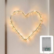 CozyHome 20 lampes à piles en forme de cœur, lumière blanche