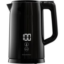 Bouilloire - KitchenBrothers - Électrique - Filtre à calcaire - Fonction maintien au chaud - 1,7L - 2200W - Noir