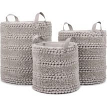 Heckettlane Gris clair Panier à linge Roberto 40x40 cm, 60% coton 40% polyester