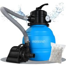 MONZANA Pompe pour filtre à sable - 100W 5000 l/h - Boules filtrantes incluses - Valve 7 voies