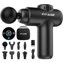 FITAGE Pistolet de massage Mini - 12 accessoires - Appareil de massage professionnel - Pistolet de massage 30 étapes - Appareil de massage - Pistolet de massage