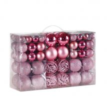 Casaria Boules de Noël 100 pièces - Plastique Mat Brillant Ø 3 4 6 cm Rose