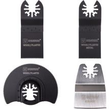 VONROC Jeu d'accessoires pour outils oscillants - 4 pièces ; bois, métal, cloisons sèches et plastique