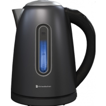 Bouilloire - KitchenBrothers - Avec contrôle de la température - Électrique - Avec filtre à chaux - 1,7L - Noir/RVS
