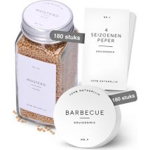 Deleca 180x Etiquettes pour pots d'épices - Etiquettes rondes et rectangulaires - Etiquettes pour pots d'épices - Imperméable - Hollandais / Blanc