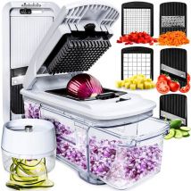 Mandoline Stosh - Trancheur de légumes - Trancheur d'oignons - Trancheur en spirale - Trancheur de chips - Râpe - 6 pièces - Sans BPA