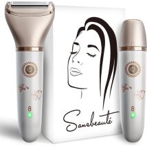Rasoir 2-en-1 Visage - Aisselles - Jambes - Maillot - Sansbeauté® - Rasoir Femme - Epilateur électrique - Epilation visage femme - Tondeuse Femme - Ladyshaves Bikini - USB Rechargeable