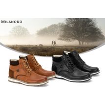 Milanoro - Elégantes baskets en cuir pour homme - Cognac - Taille 42